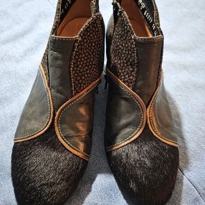 Think! Black, Green, and Brown Ankle Boots